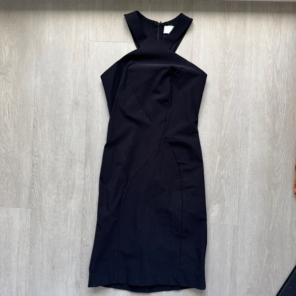 ALEXIS black fitted mid length dress. Size large